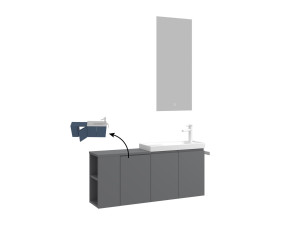 Conjunto de mueble con lavabo y espejo (2 piezas) «Ferla 110» - 40 x 22 x 45 cm - Gris mate