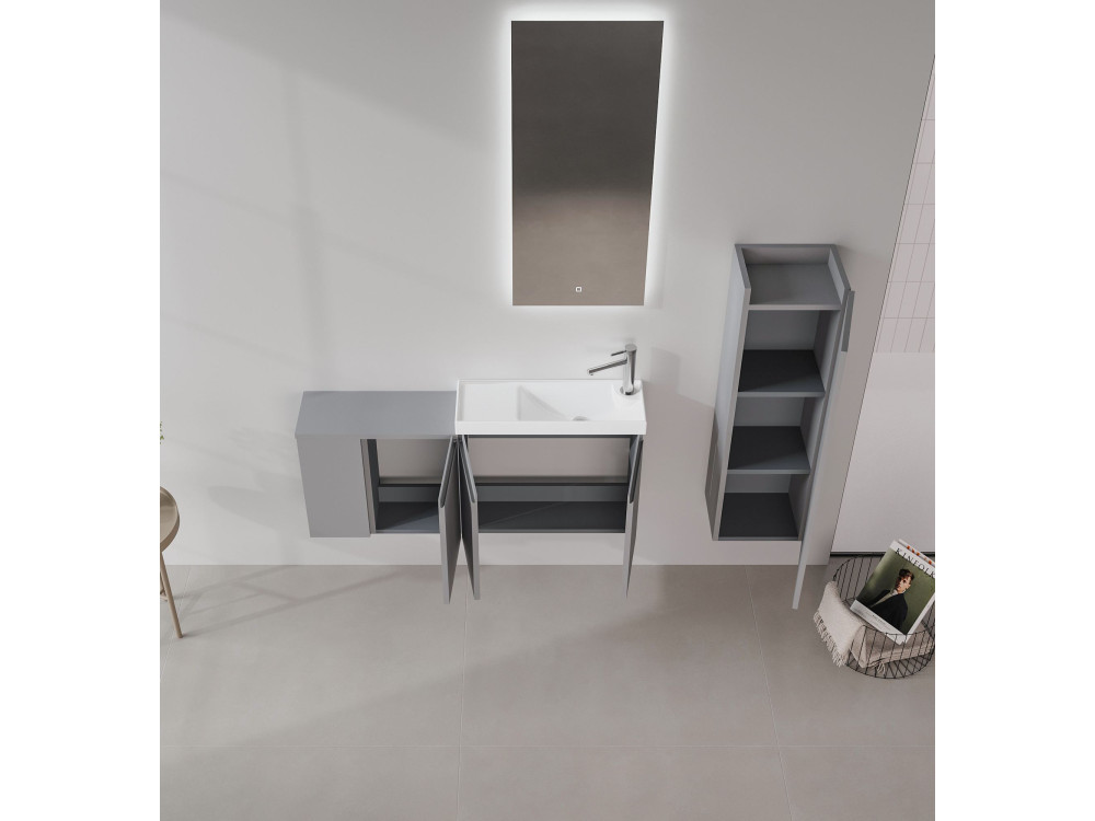 Conjunto de mueble con lavabo y espejo (2 piezas) «Ferla 110» - 40 x 22 x 45 cm - Gris mate