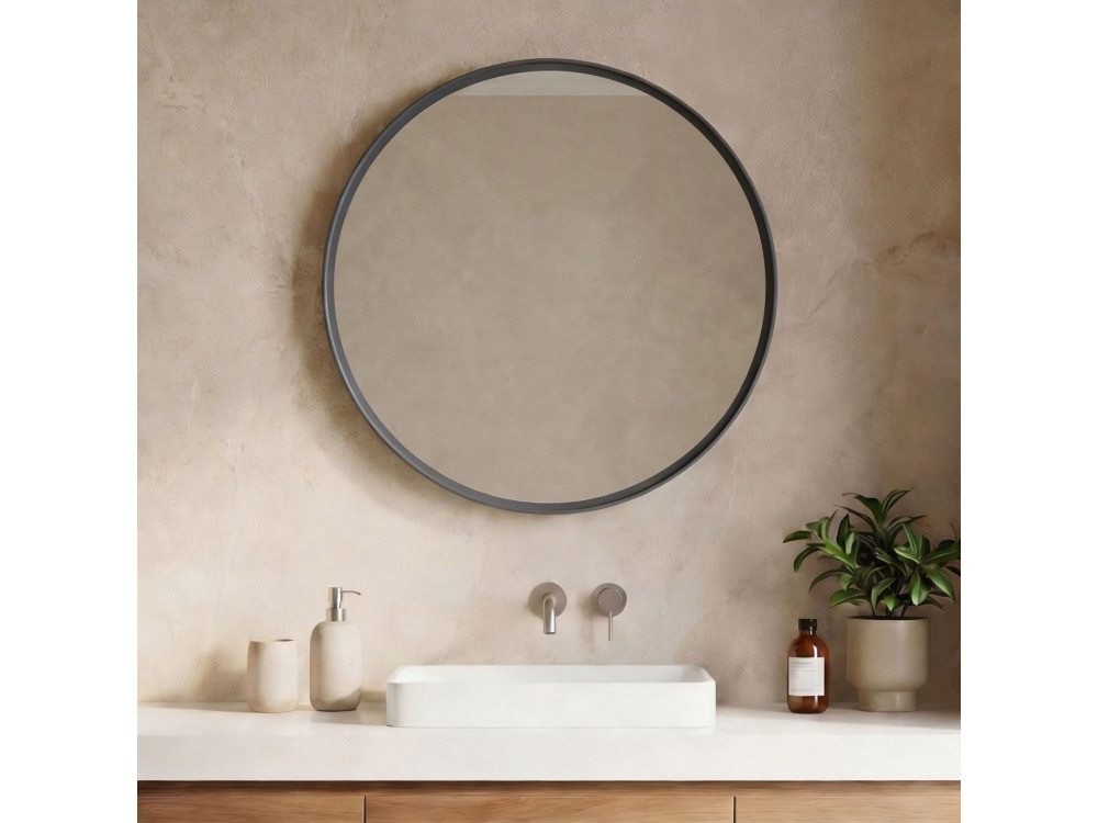 Espejo decorativo de madera «Moonlight 90 v2» - 90 x 7 x 90 cm - Antracita mate