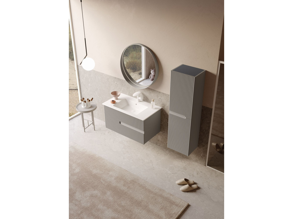 Espejo decorativo de madera «Moonlight 90 v2» - 90 x 7 x 90 cm - Matte Mink