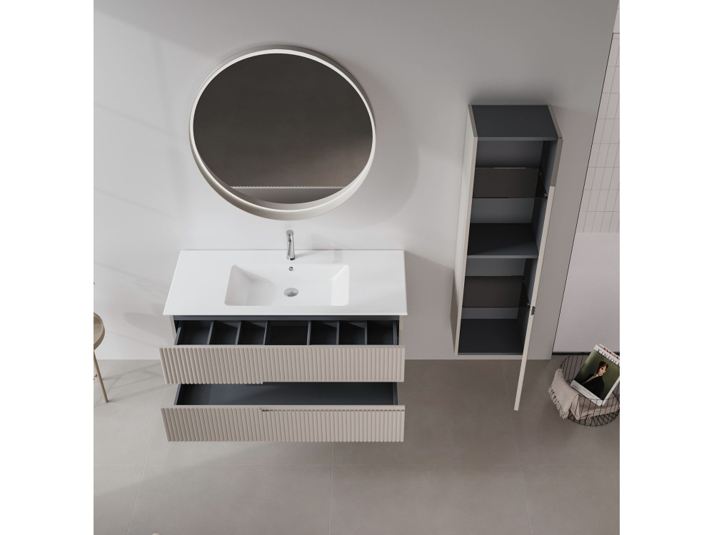 Espejo decorativo de madera «Moonlight 90 v2» - 90 x 7 x 90 cm - Matte Mink