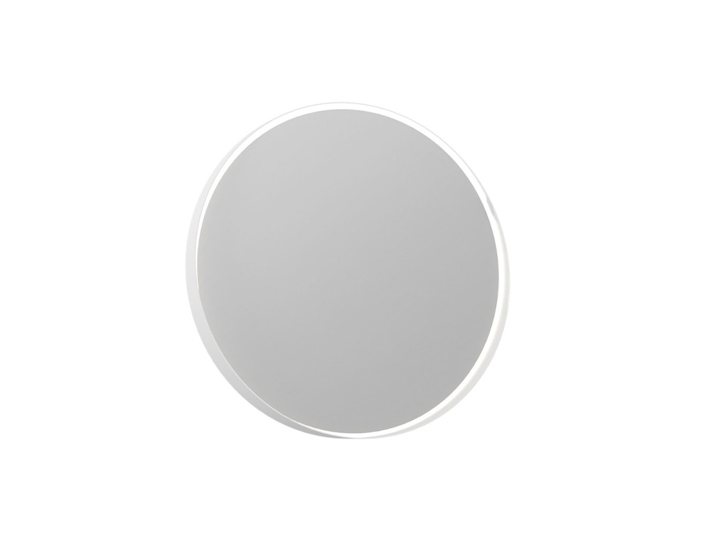 Espejo decorativo de madera «Moonlight 90 v2» - 90 x 7 x 90 cm - Blanco mate