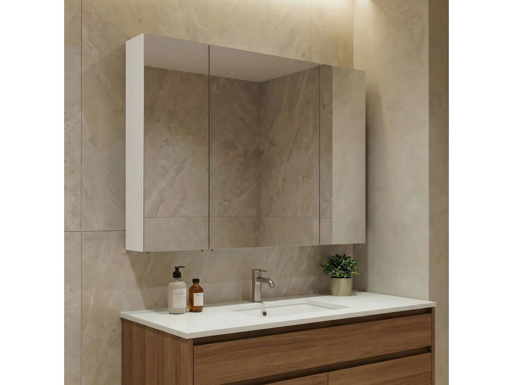 Mueble de baño con espejo «Nuvola 100 v2» - 97 x 16 x 66 cm - Blanco