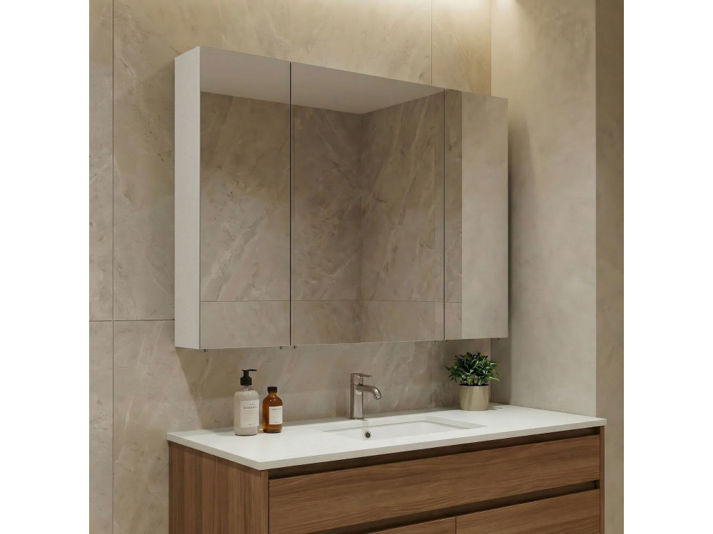 Mueble de baño con espejo «Nuvola 100 v2» - 97 x 16 x 66 cm - Cashmere