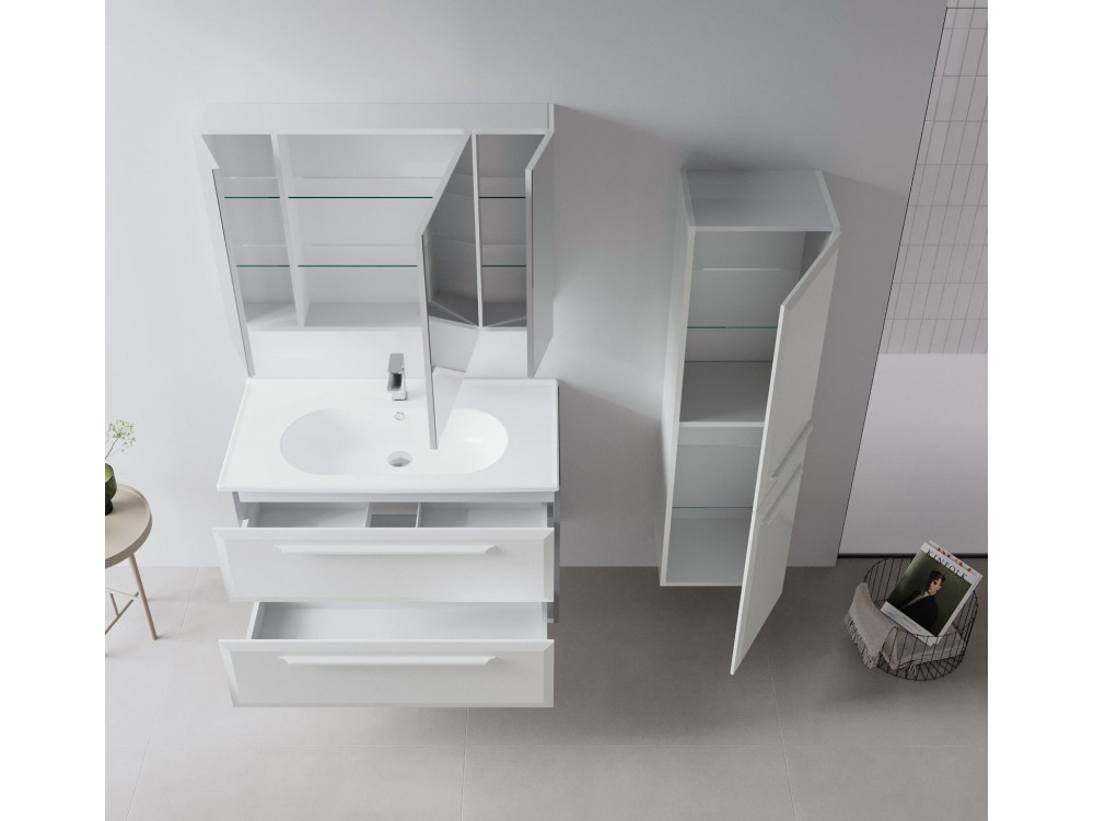 Mueble de baño con espejo «Nuvola 100 v2» - 97 x 16 x 66 cm - Cashmere