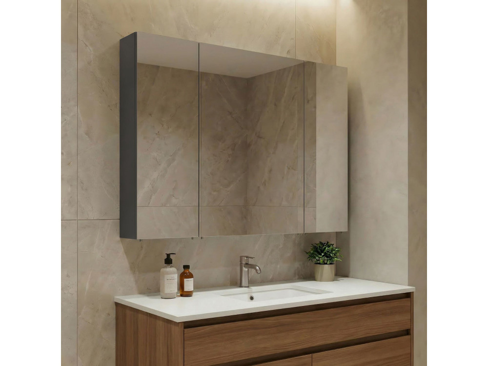 Mueble de baño con espejo «Nuvola 100 v2» - 97 x 16 x 66 cm - Antracita