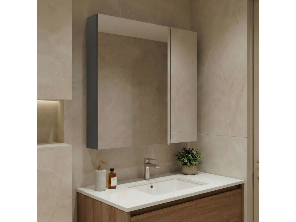 Mueble de baño con espejo «Nuvola 60 v2» - 66 x 16 x 60 cm - Antracita