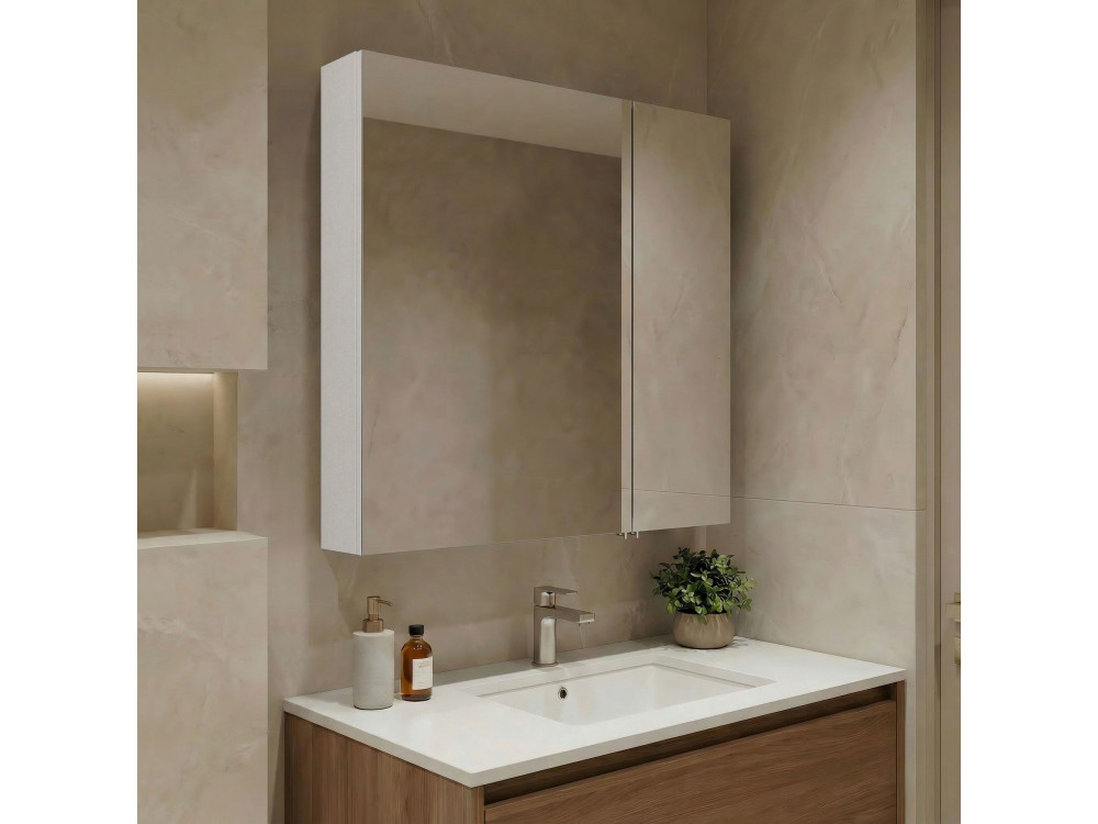 Mueble de baño con espejo «Nuvola 60 v2» - 66 x 16 x 60 cm - Blanco