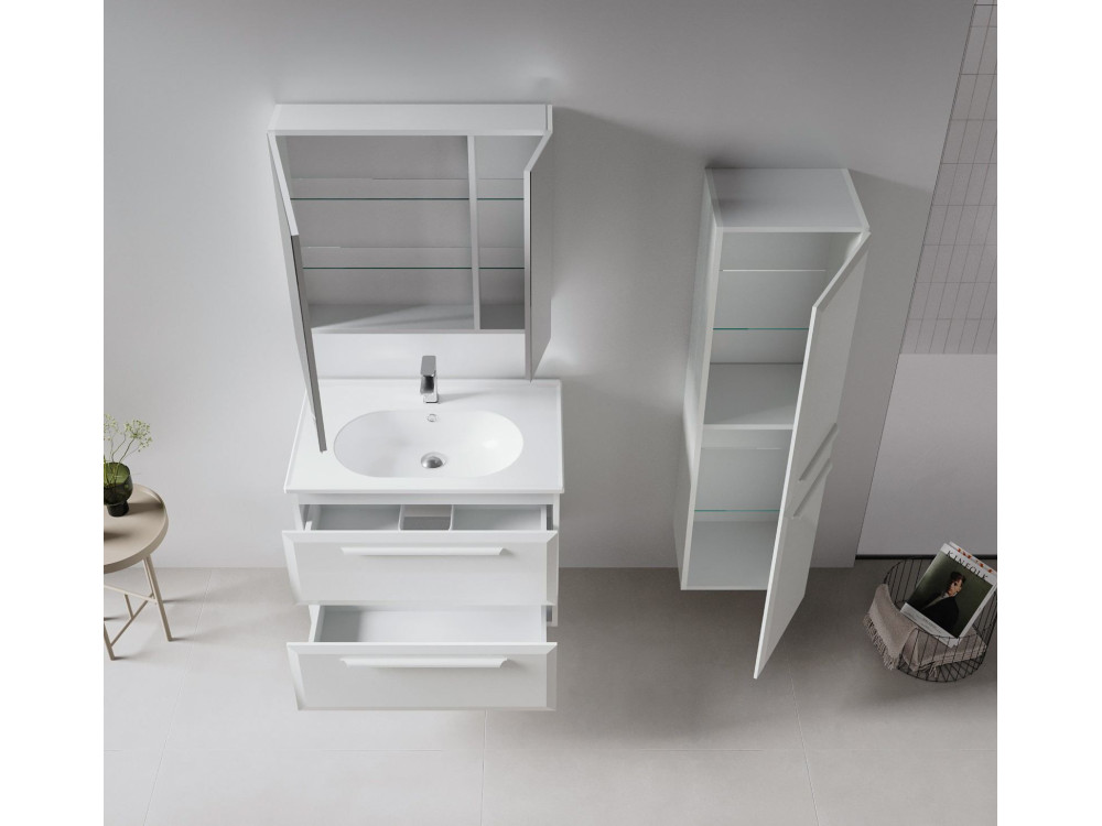 Mueble de baño con espejo «Nuvola 80 v2» - 75 x 16 x 66 cm - Cashmere