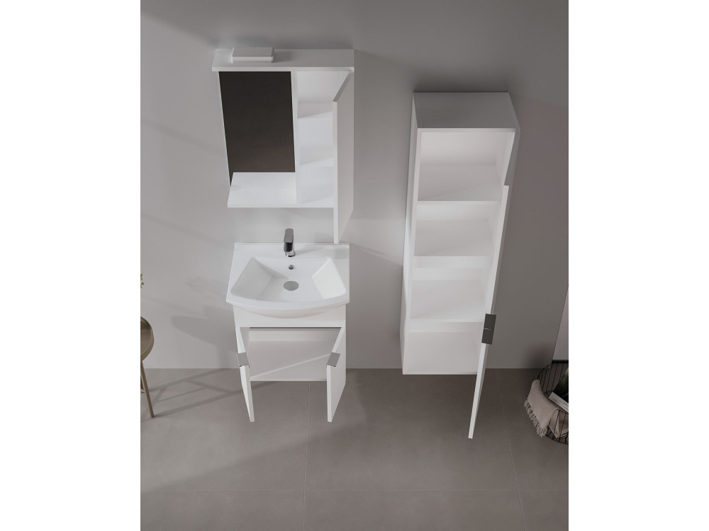 Mueble de baño con espejo «Purus 55» - 56 x 18 x 68 cm - Blanco