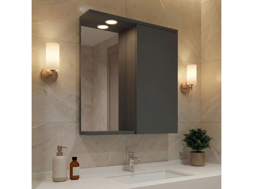 Mueble de baño con espejo «Purus 55» - 56 x 18 x 68 cm - Antracita mate