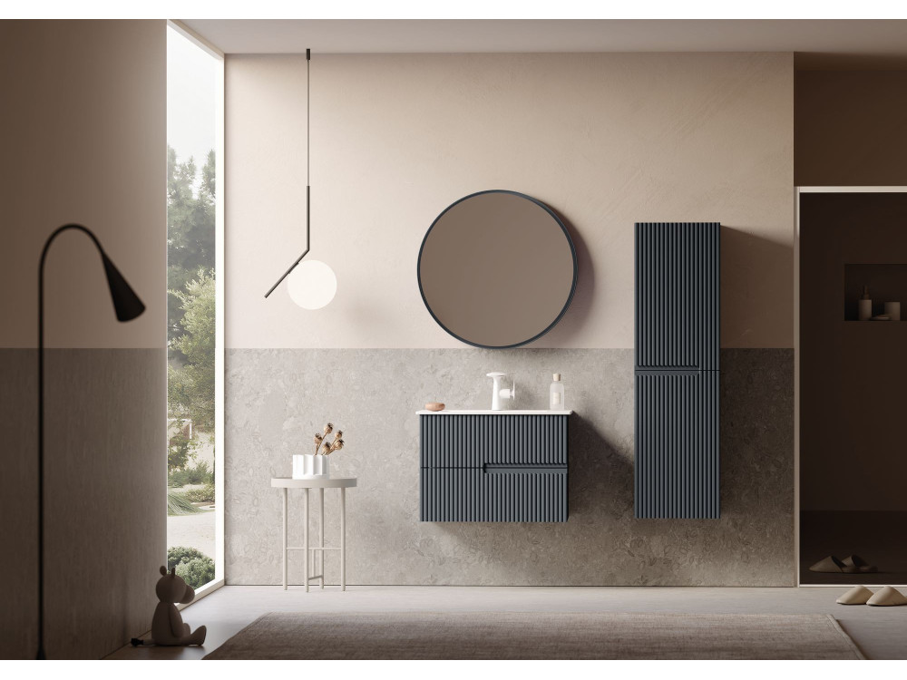 Espejo decorativo de madera «Moonlight 75 v2» - 75 x 7 x 75 cm - Antracita mate