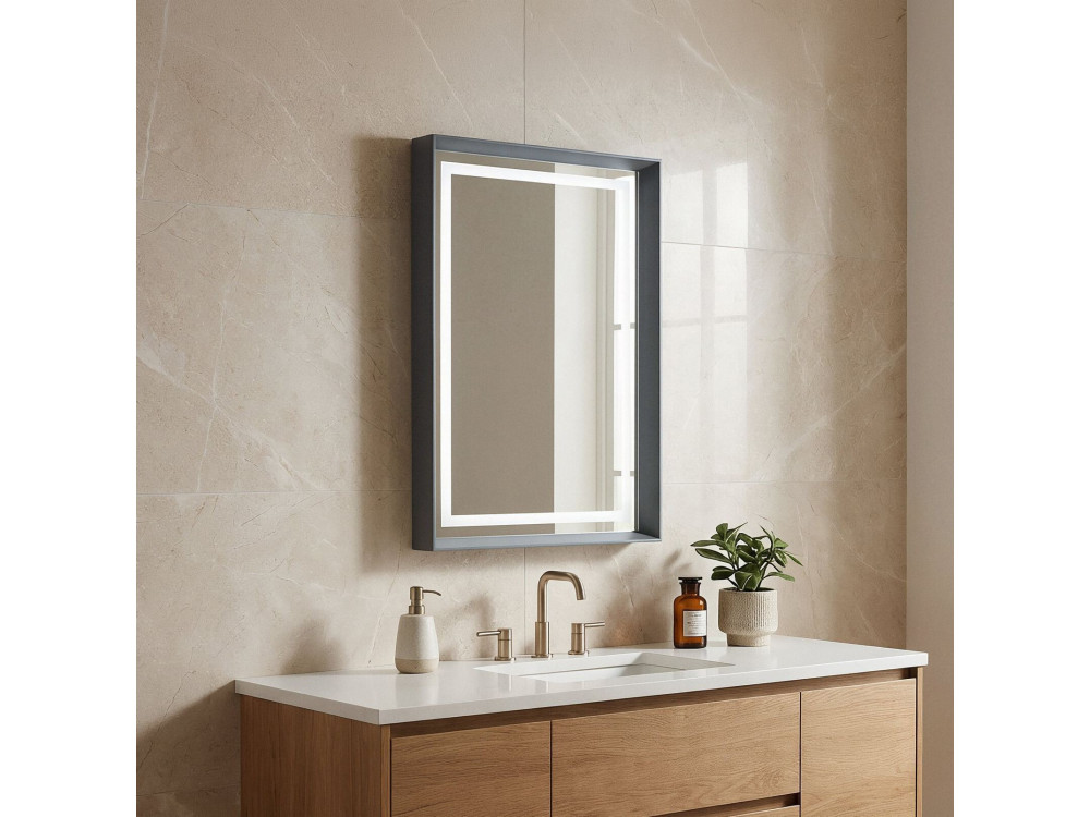 Espejo decorativo de madera «Craft 60 x 90 v2» - 60 x 10 x 90 cm - Antracita mate