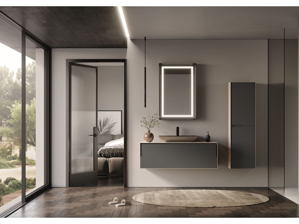 Espejo decorativo de madera «Craft 60 x 90 v2» - 60 x 10 x 90 cm - Antracita mate