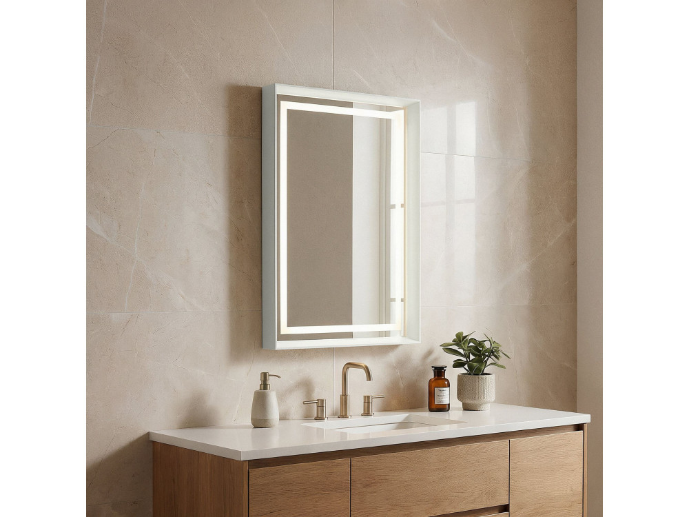 Espejo decorativo de madera «Craft 60 x 90 v2» - 60 x 10 x 90 cm - Mate Cashmere