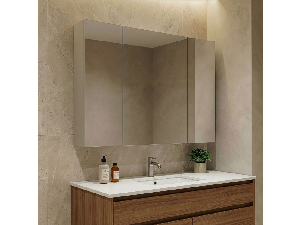 Mueble de baño con espejo «Desna 100» - 97 x 16 x 66 cm - Color arena