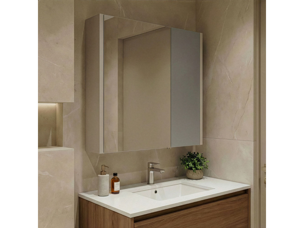 Mueble de baño con espejo «Desna 60» - 60 x 16 x 66 cm - Color arena