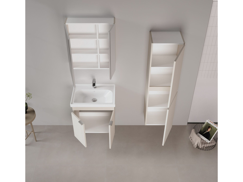Mueble de baño con espejo «Desna 60» - 60 x 16 x 66 cm - Color arena