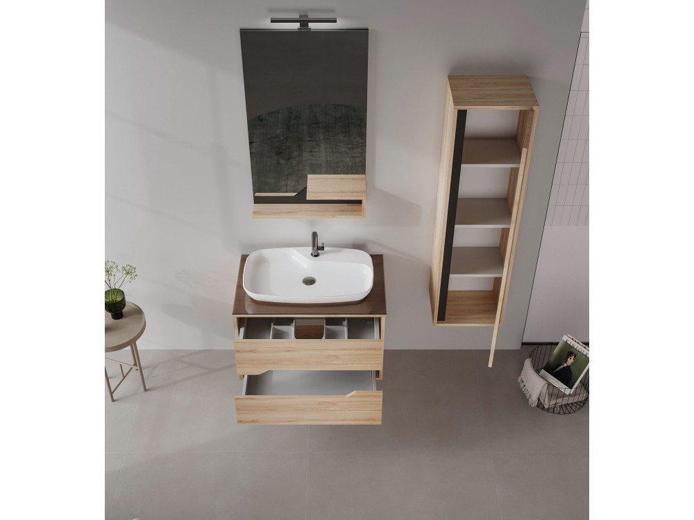 Espejo decorativo de madera «Galia 60» - 60 x 14 x 100 cm - Roble