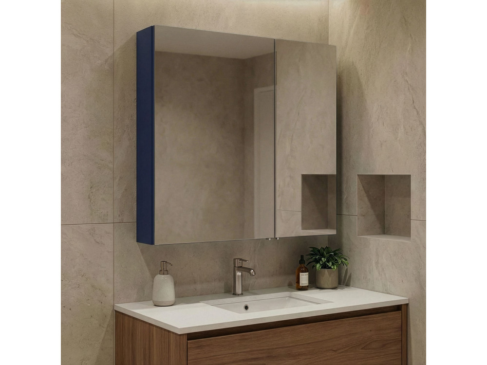 Mueble de baño con espejo «Bari 60» - 60 x 16 x 66 cm - Azul marino mate