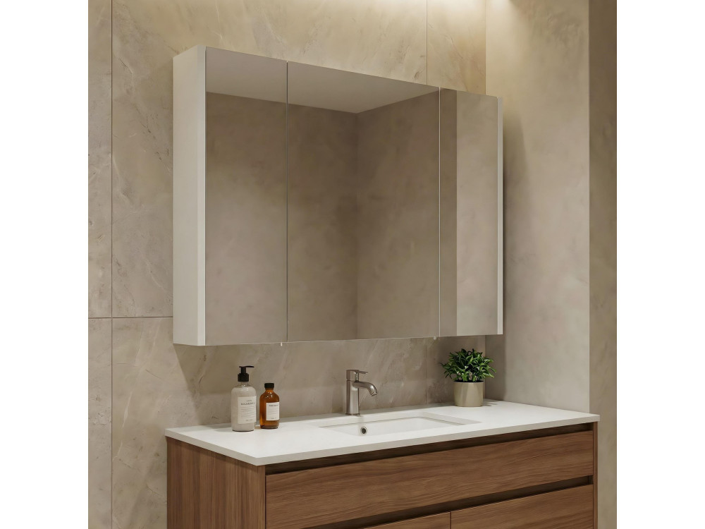 Mueble de baño con espejo «Arno 100» - 100 x 16 x 66 cm - Blanco