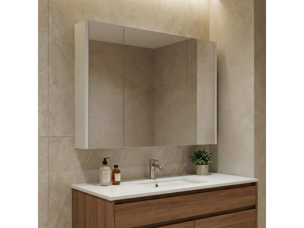 Mueble de baño con espejo «Arno 100» - 100 x 16 x 66 cm - Cashmere