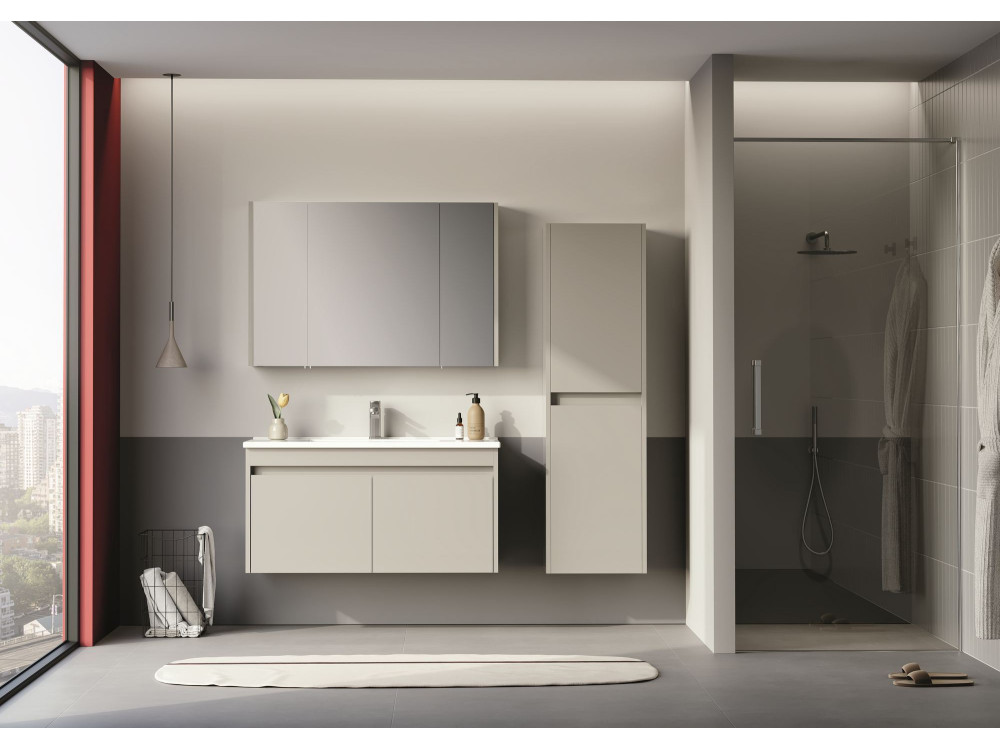 Mueble de baño con espejo «Arno 100» - 100 x 16 x 66 cm - Cashmere