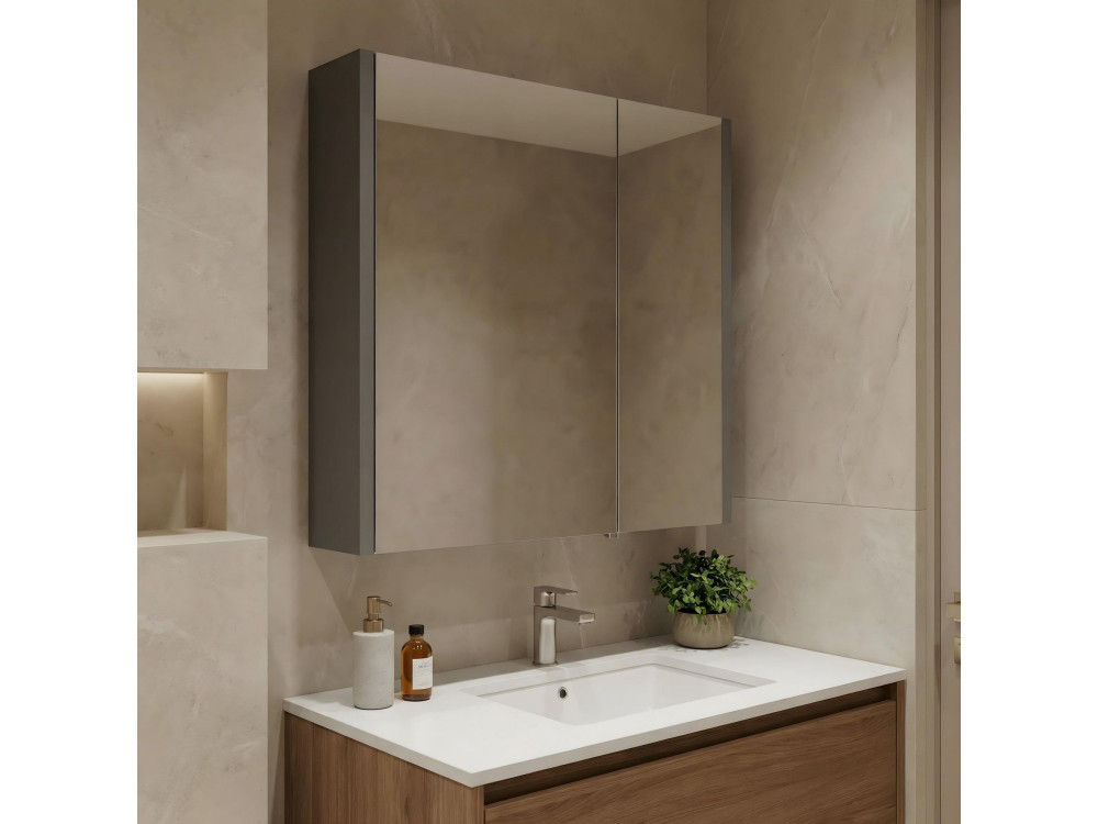 Mueble de baño con espejo «Arno 60» - 60 x 16 x 66 cm - Gris / Antracita