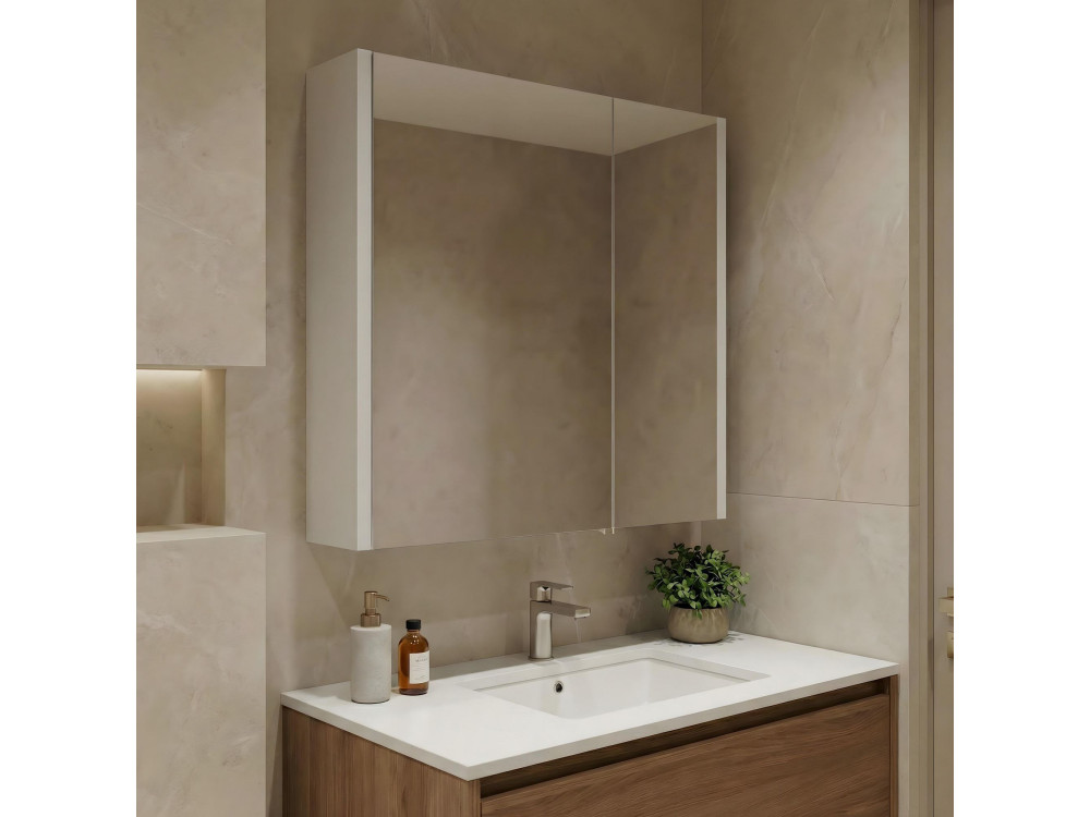 Mueble de baño con espejo «Arno 60» - 60 x 16 x 66 cm - Blanco