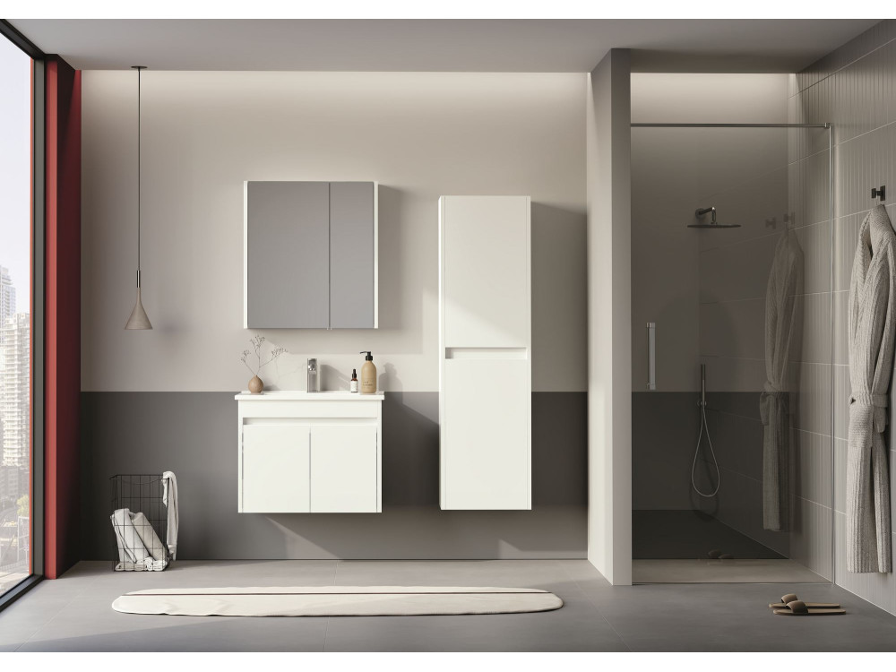 Mueble de baño con espejo «Arno 60» - 60 x 16 x 66 cm - Blanco