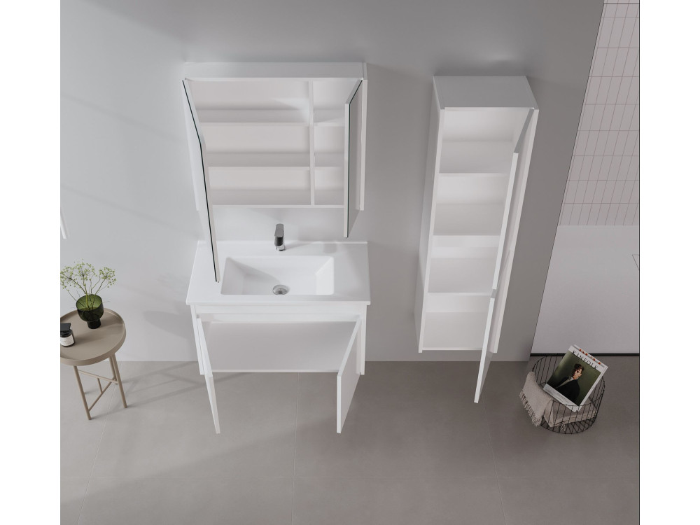 Mueble de baño con espejo «Arno 80» - 79 x 16 x 66 cm - Blanco