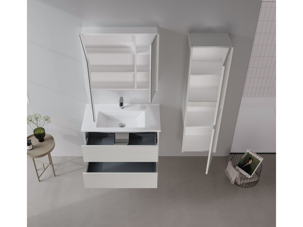 Mueble de baño con espejo «Arno 80» - 79 x 16 x 66 cm - Cashmere