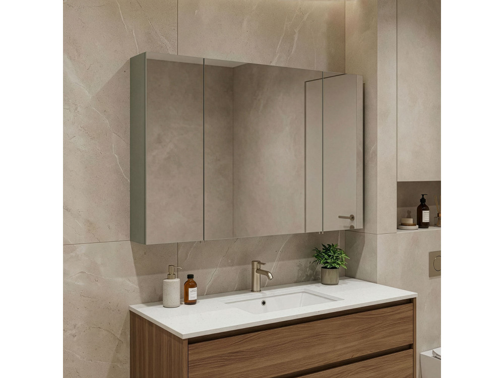 Mueble de baño con espejo «Bari 100» - 97 x 16 x 66 cm - Verde mate