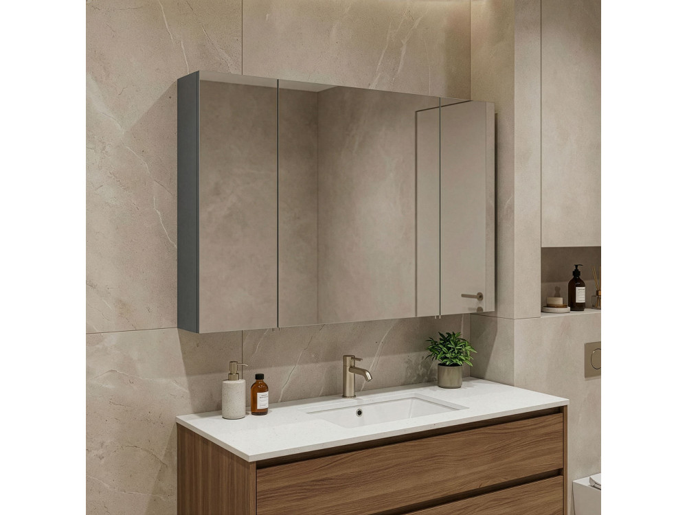 Mueble de baño con espejo «Bari 100» - 97 x 16 x 66 cm - Antracita mate