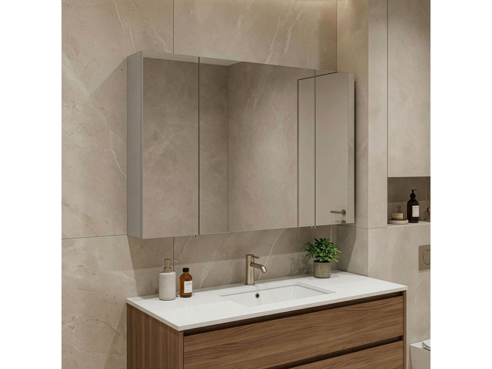 Mueble de baño con espejo «Bari 100» - 97 x 16 x 66 cm - Cachemira mate