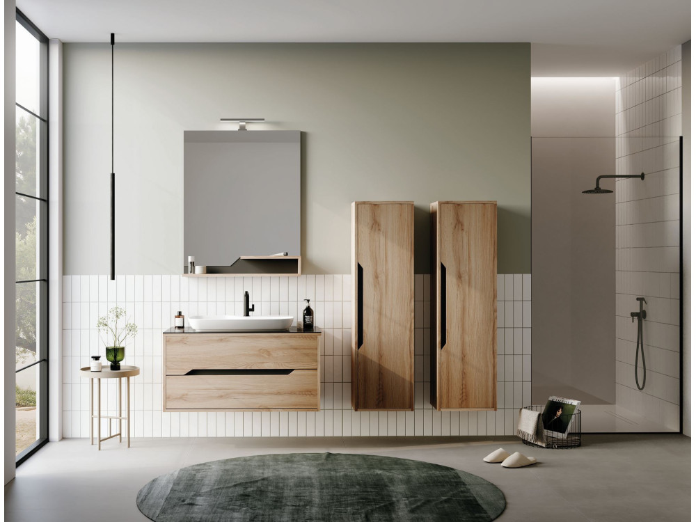 Espejo decorativo de madera «Galia 80» - 60 x 14 x 100 cm - Roble