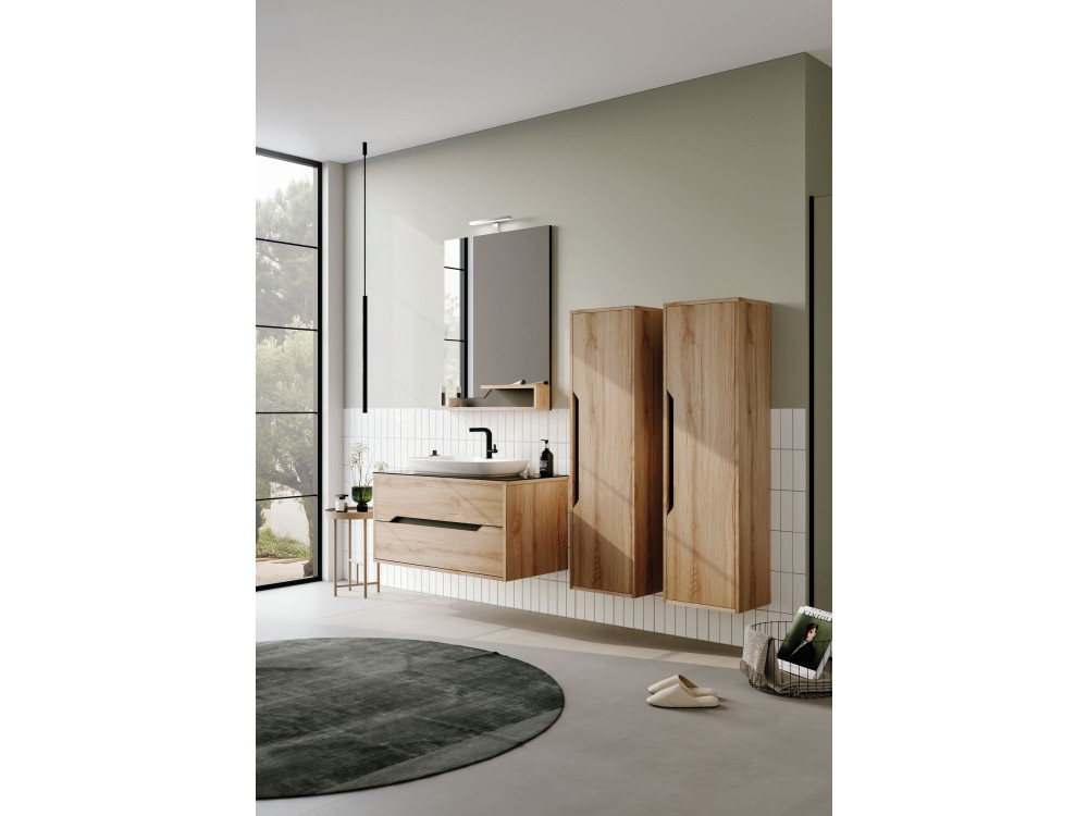 Espejo decorativo de madera «Galia 80» - 60 x 14 x 100 cm - Roble
