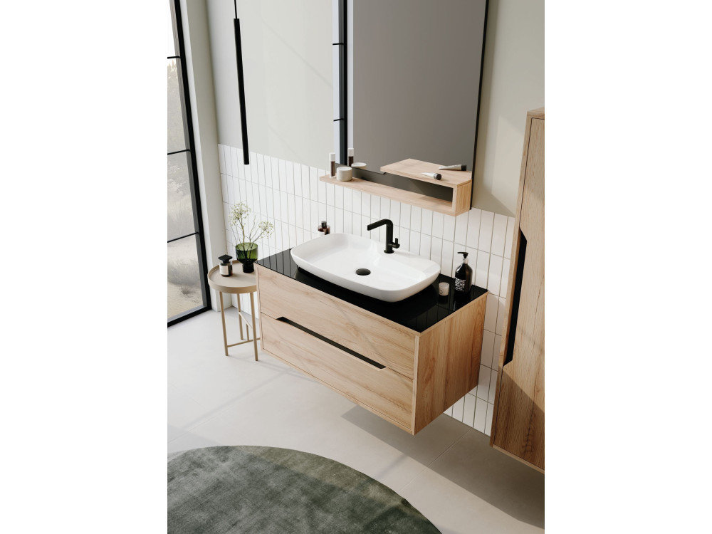 Espejo decorativo de madera «Galia 80» - 60 x 14 x 100 cm - Roble
