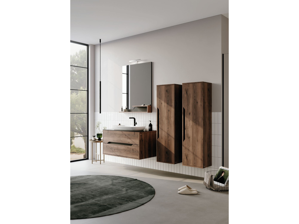Espejo decorativo de madera «Galia 80» - 60 x 14 x 100 cm - Nogal oscuro
