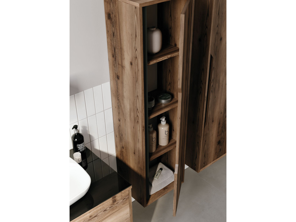 Armario de baño «Galia 40» - 40 x 30 x 138 cm - Nogal oscuro