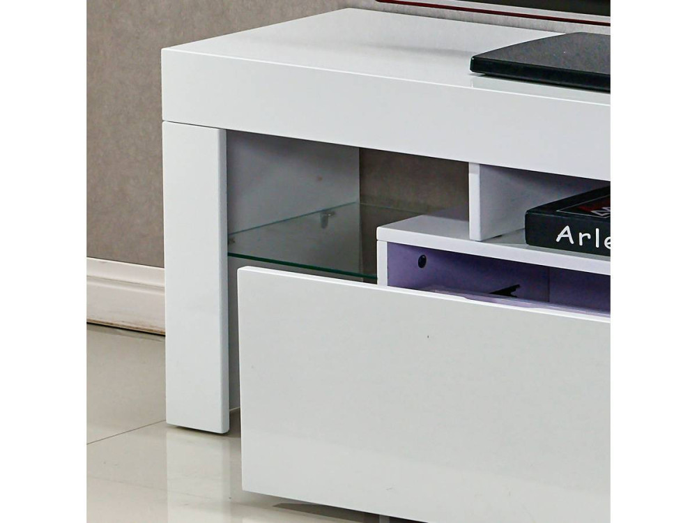 Mueble TV LED BORDA - 130 x 34 x 45 cm - Blanco