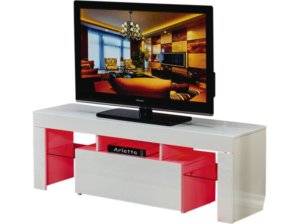Mueble TV LED BORDA - 130 x 34 x 45 cm - Blanco