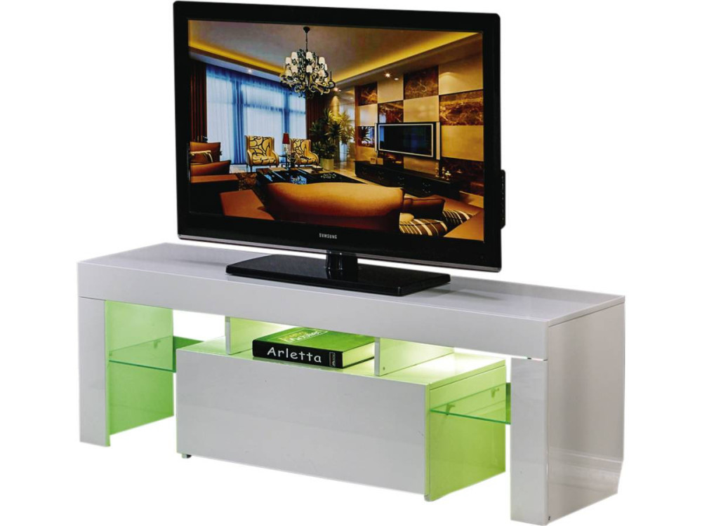 Mueble TV LED BORDA - 130 x 34 x 45 cm - Blanco