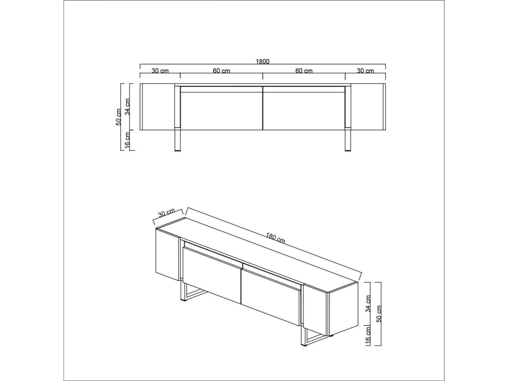 Soporte de TV de madera "Yildiz" - 180 x 30 x 50 cm - TravertinOr
