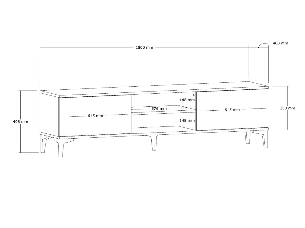 Soporte de TV de madera "Erem" - 180 x 40 x 45 cm - NogalNegro