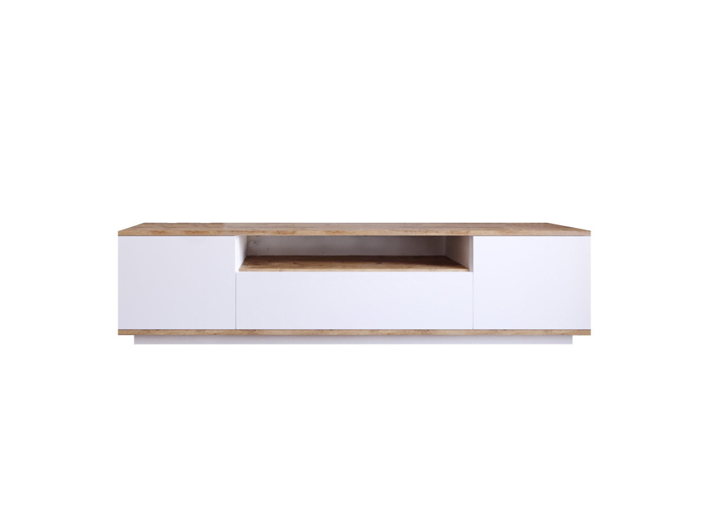 Soporte de TV de madera "FR7" - 180 x 44 x 44 cm - Pino AtlánticoBlanco