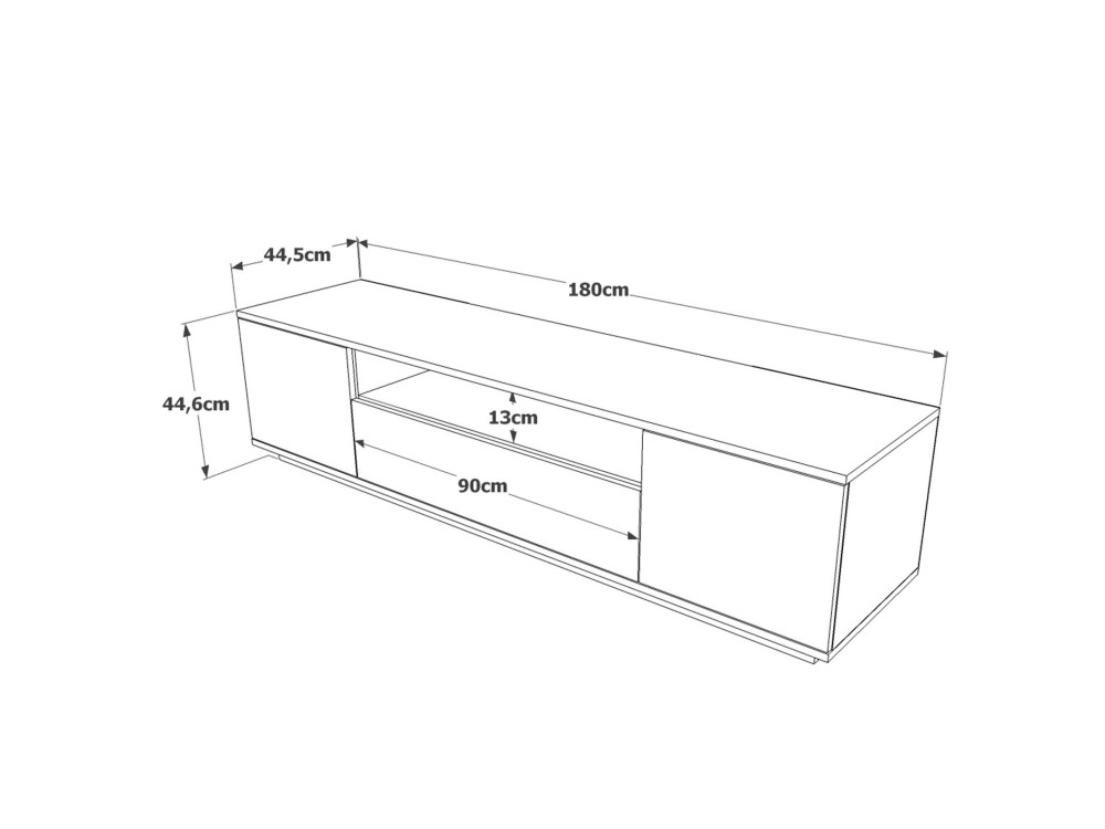 Soporte de TV de madera "FR7" - 180 x 44 x 44 cm - Pino AtlánticoAntracita