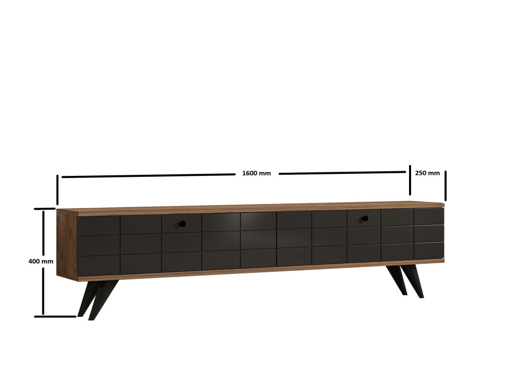 Soporte de TV de madera "Alberi" - 160 x 25 x 35 cm - Gris antracita