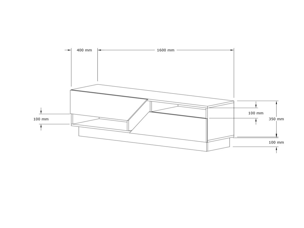 Soporte de TV de madera "Yaprak" - 160 x 40 x 45 cm - Saphir, Antracita