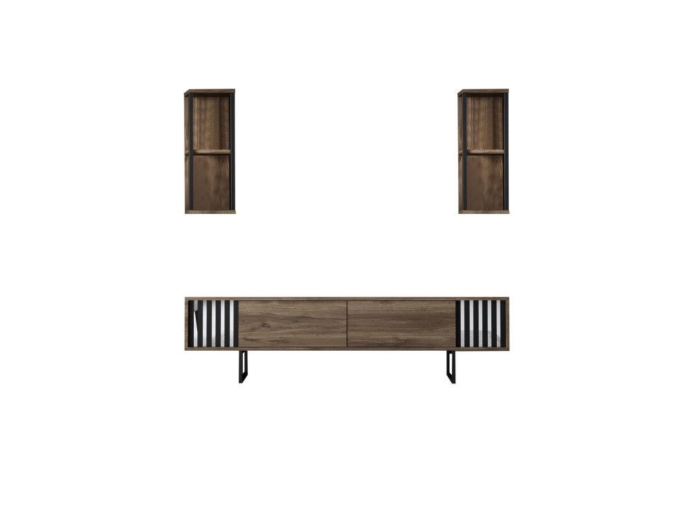 Soporte de TV de madera "Chrome Line" - 180 x 30 x 48 cm - NogalNegro